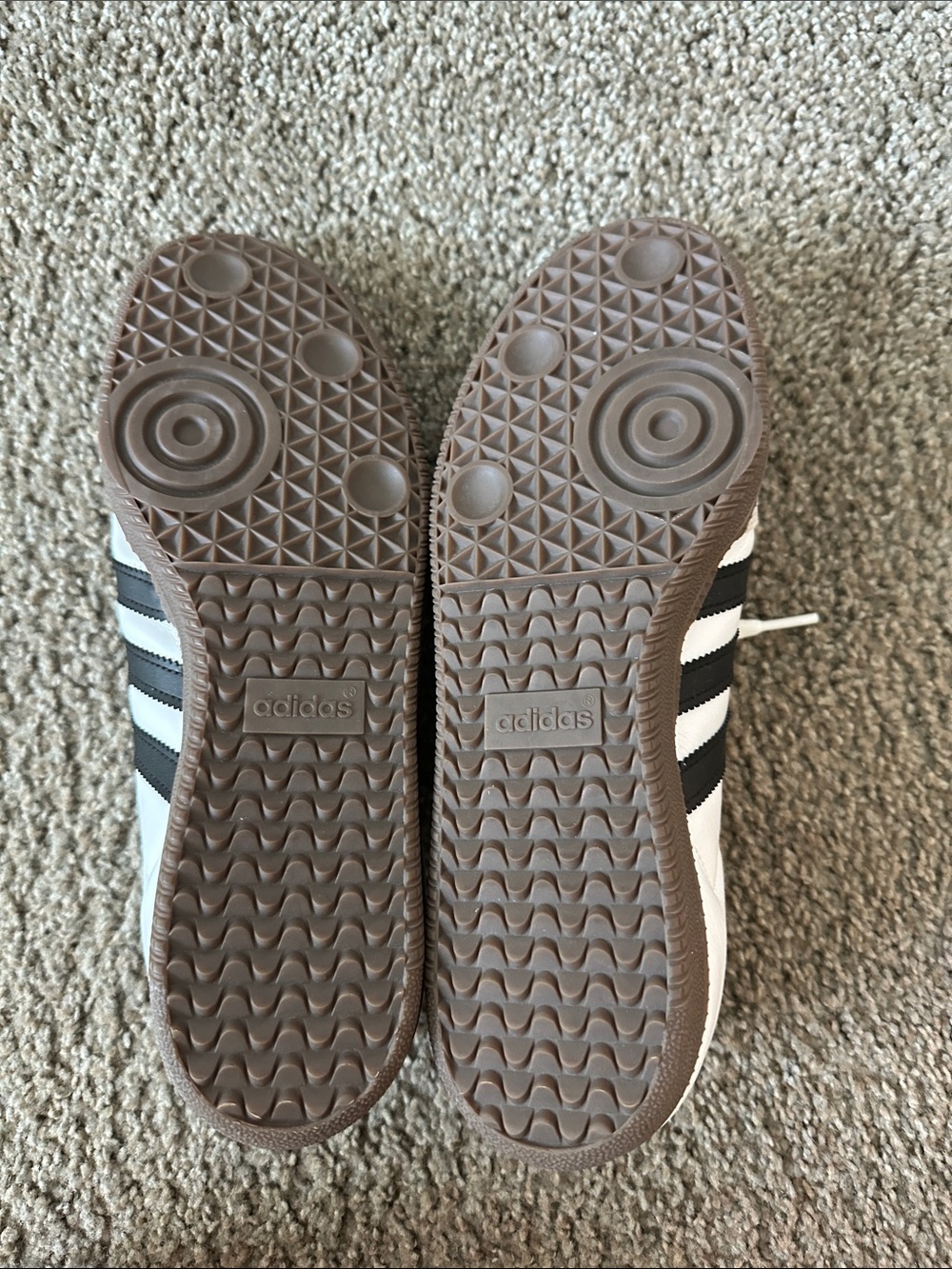 adidas Sambas White Leather Sneakers with Black Stripes and Gray Suede - Picture 5 of 6